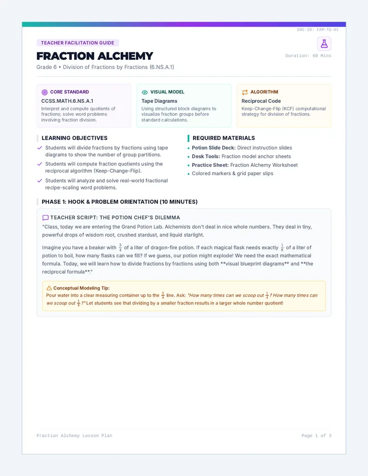 Fraction Alchemy Teacher Guide