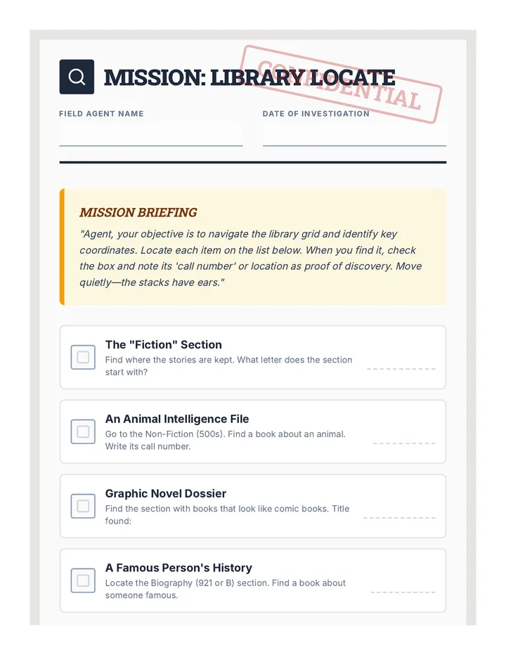 Library Locate Scavenger Hunt