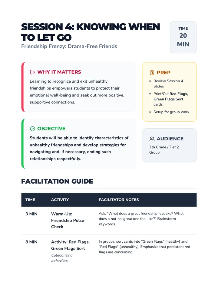 Letting Go Lesson Plan