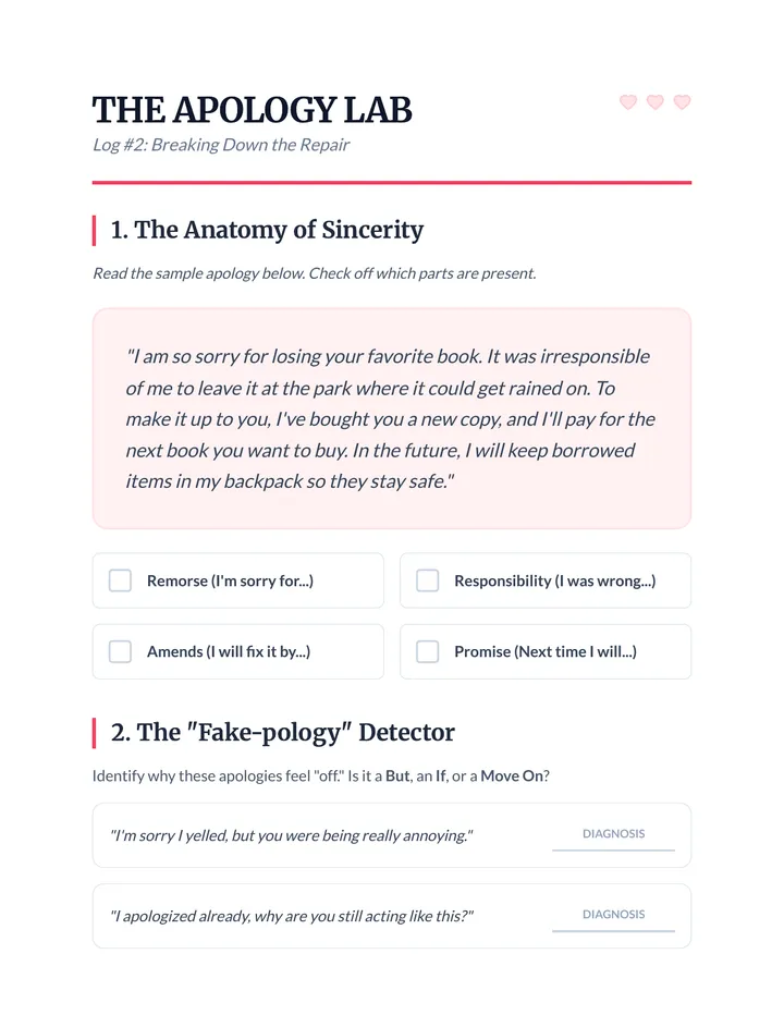 The Apology Lab Worksheet