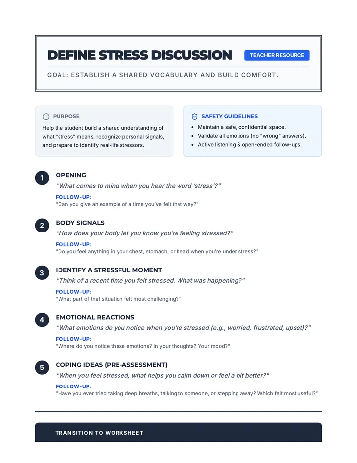 Define Stress Discussion Guide