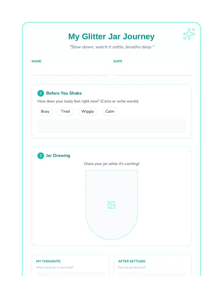 Glitter Jar Visualization Worksheet