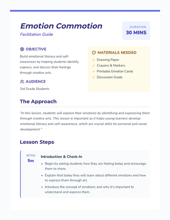 Emotion Commotion Lesson Plan