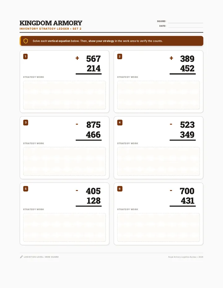 Kingdom Armory Worksheet