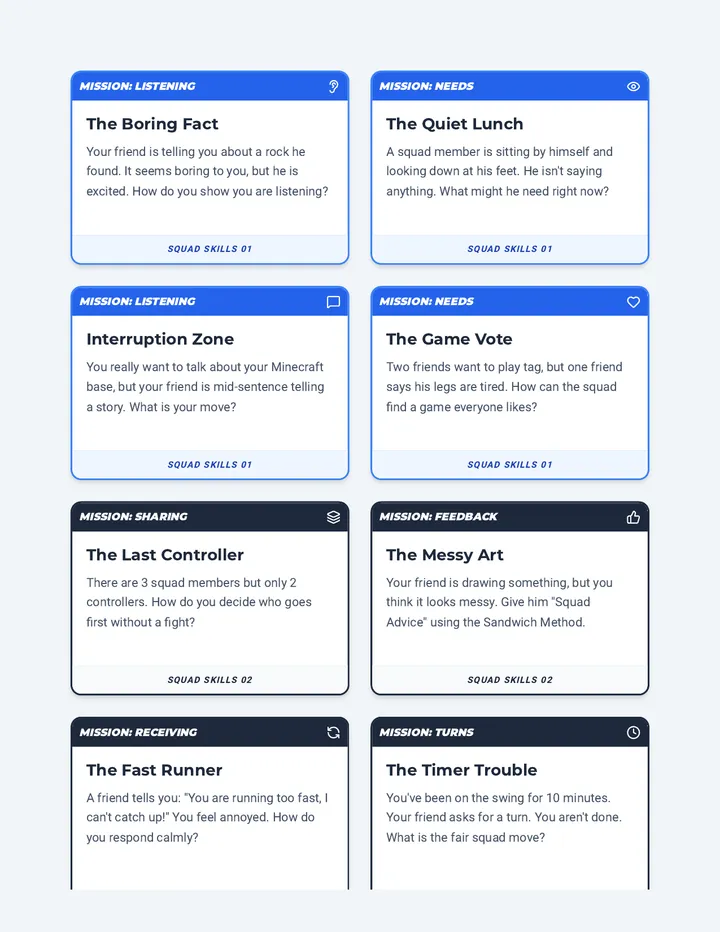 Squad Scenarios Activity Cards