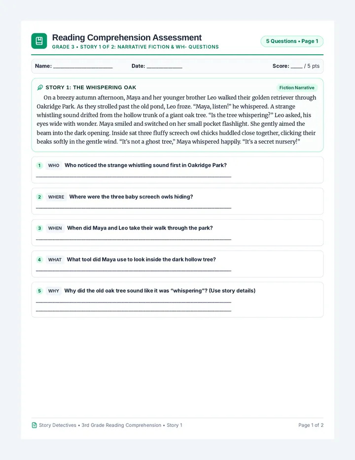 Comprehension Stories Assessment
