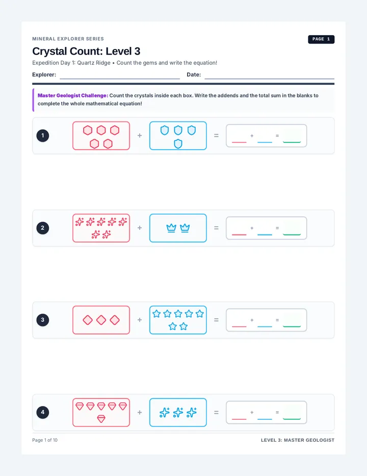 Crystal Count Level 3 Worksheet