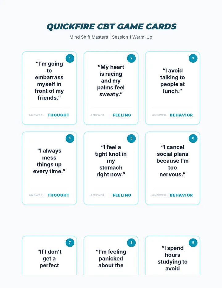 Quickfire Game Cards Triangle