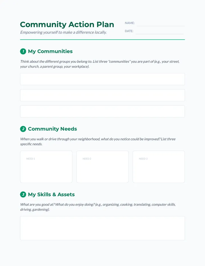 Community Action Worksheet