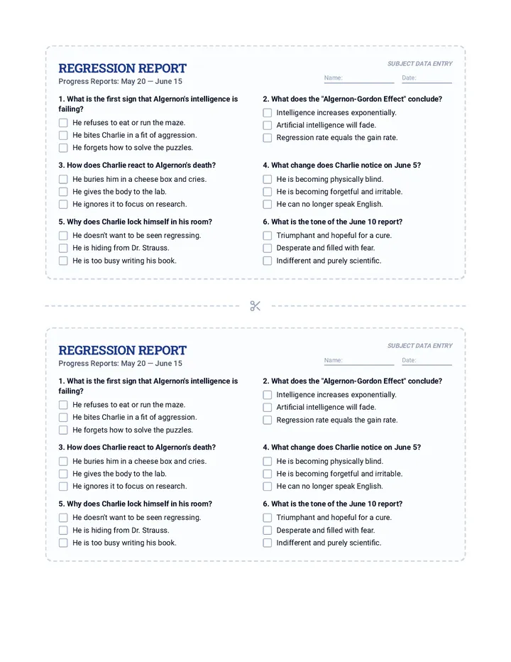 Regression Report Bell Ringer Cut Sheets