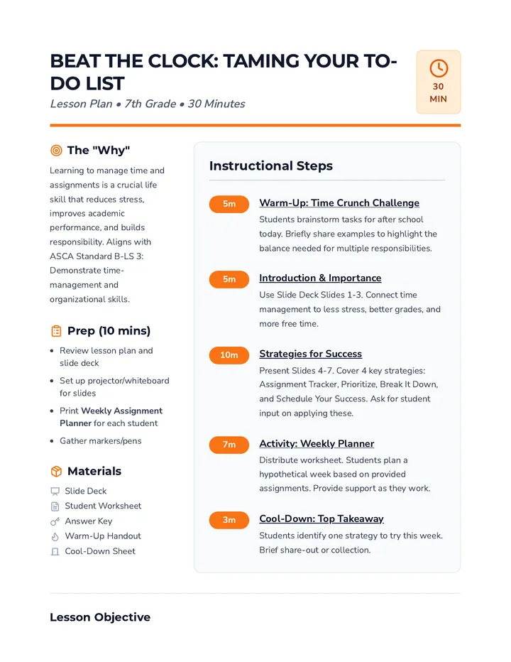 Beat the Clock Lesson Plan