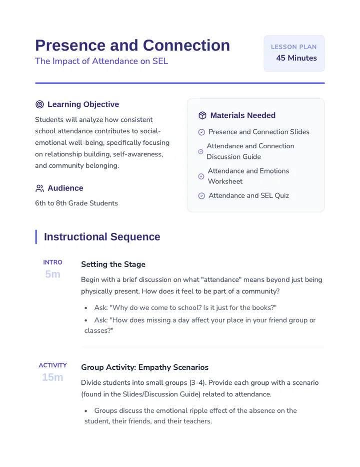 Presence and Connection Lesson Plan