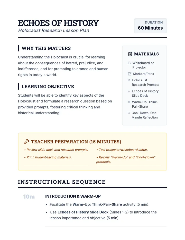 Echoes of History Lesson Plan