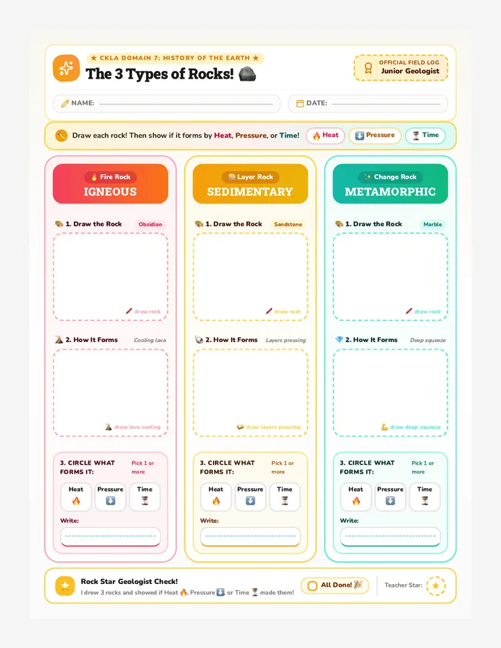Three Rocks Chart Worksheet