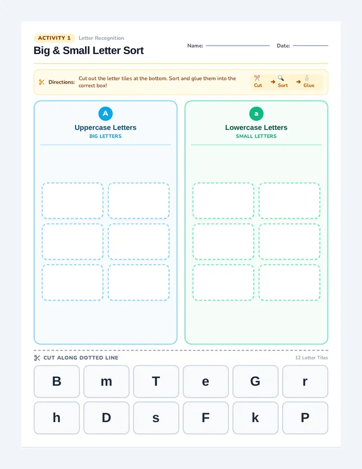 Letter Sorting Activity Book