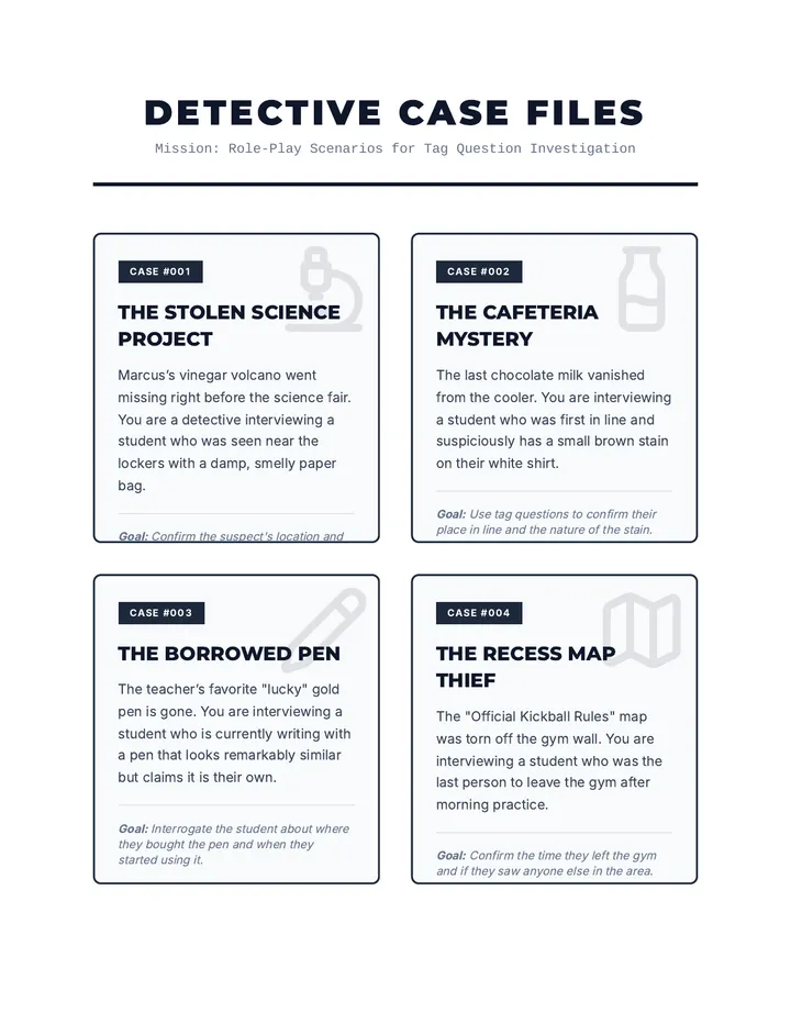 Detective Case Cards