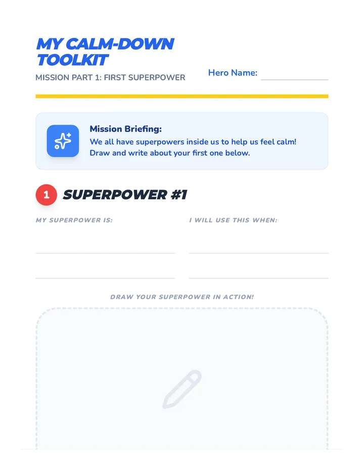 My Calm Down Toolkit Worksheet