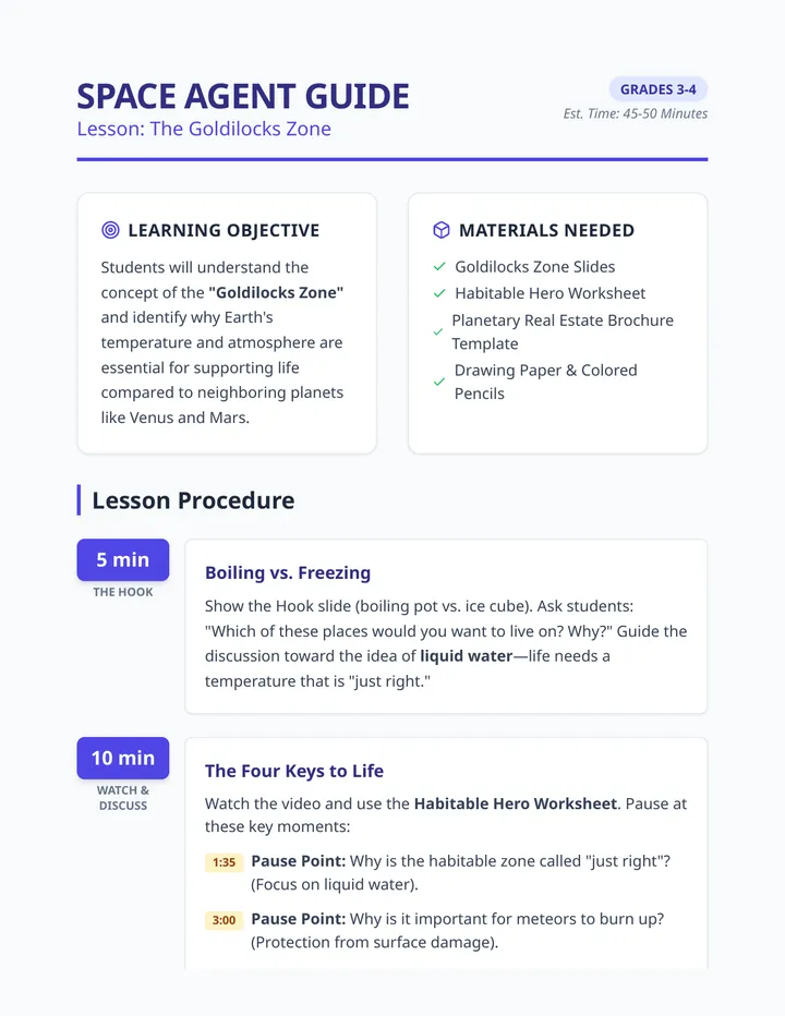 Space Agent Teacher Guide