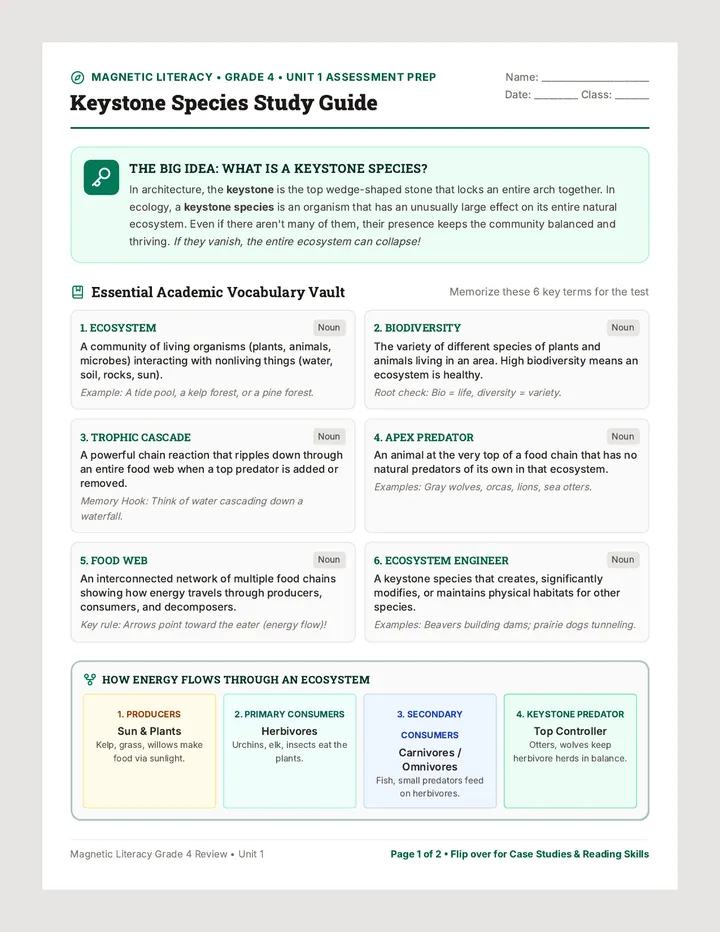 Keystone Species Study Guide