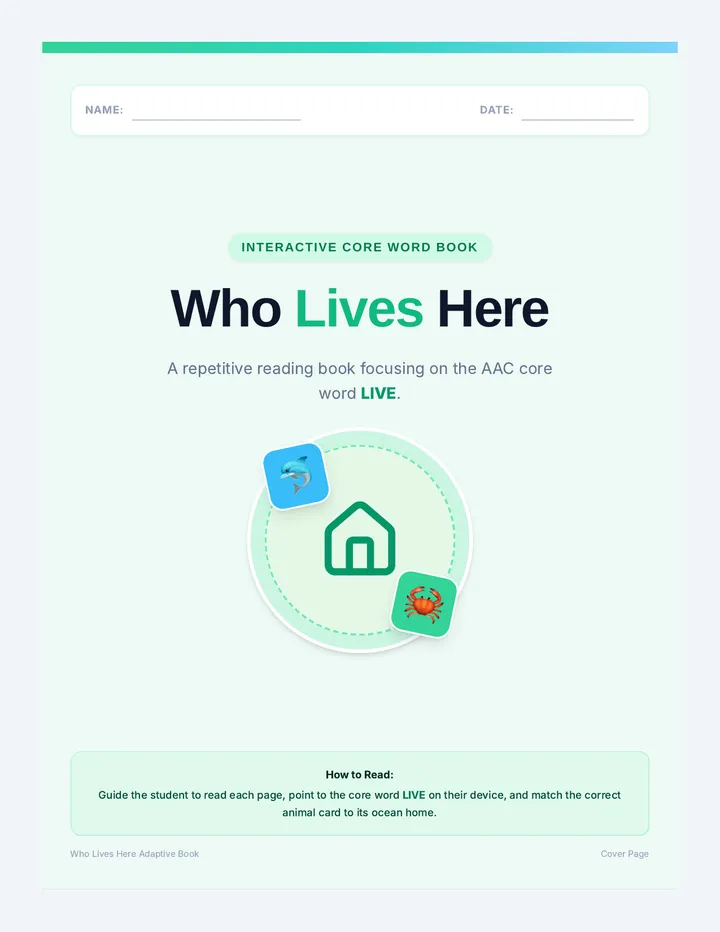 Who Lives Here Adaptive Book