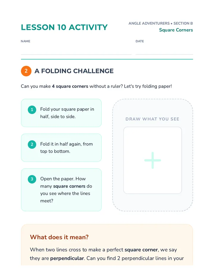 Square Corners Worksheet