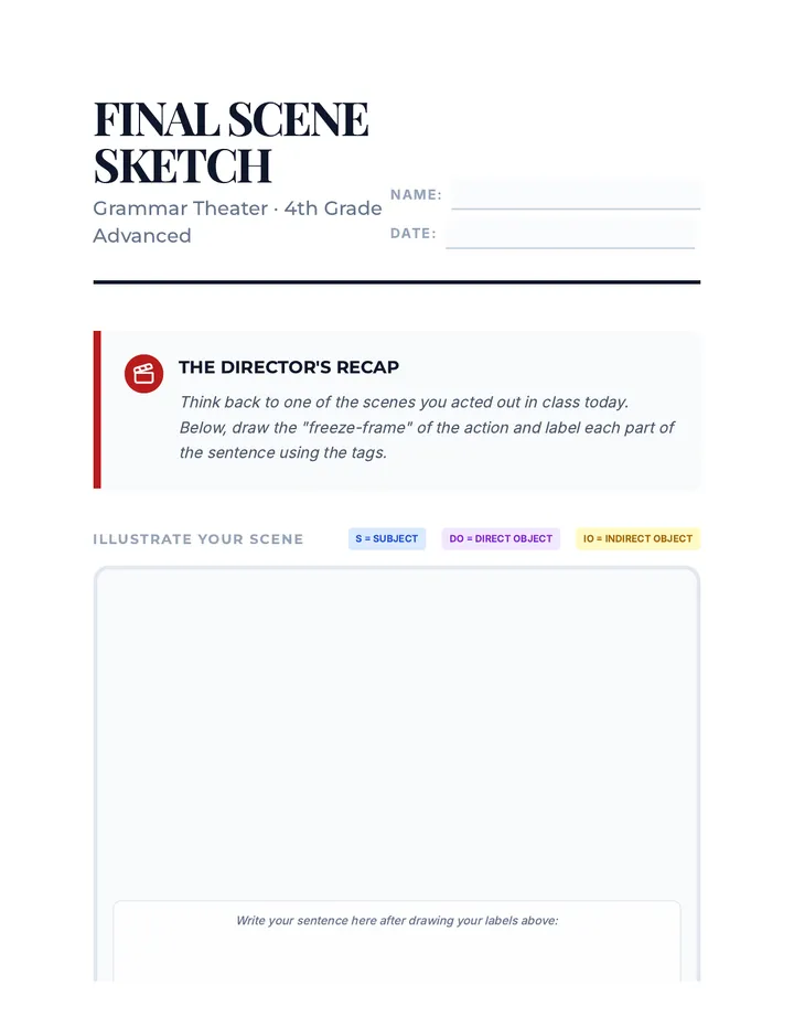 Grammar Theater Scene Sketch Worksheet