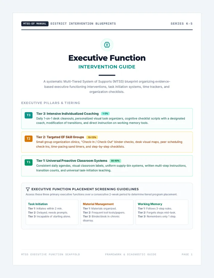 Executive Function Scaffold Intervention Guide