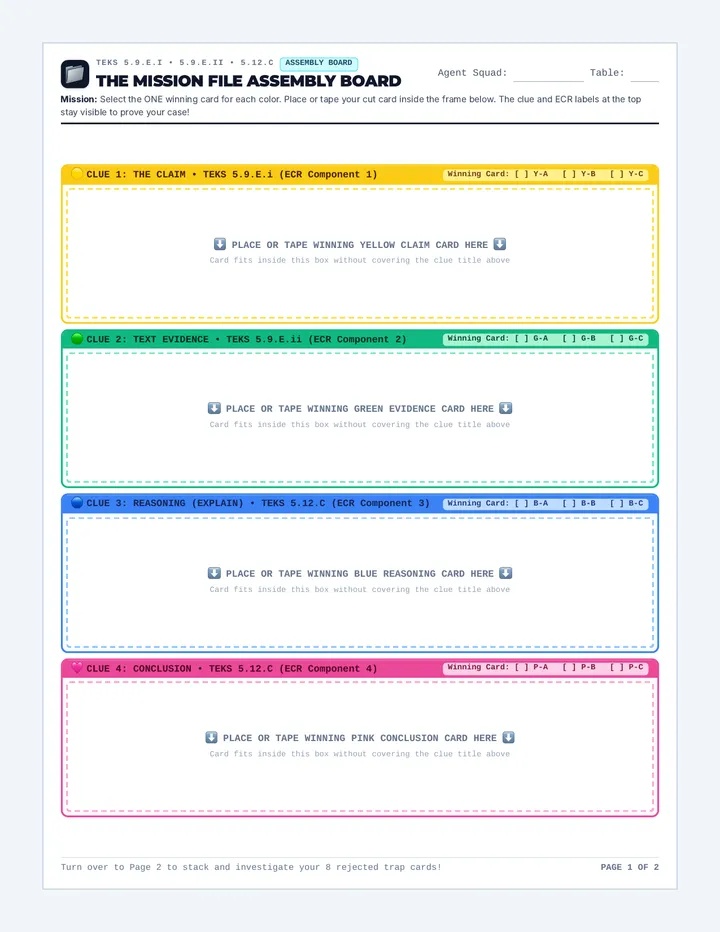 Mission File Mat Activity