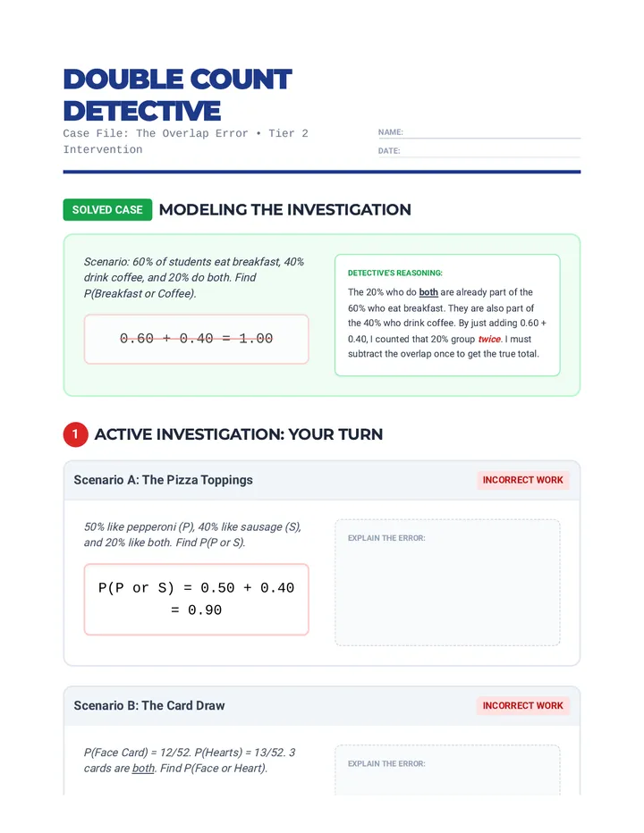 Double Count Worksheet
