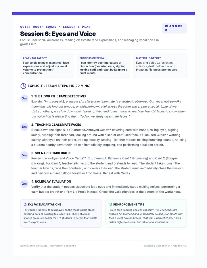 Eyes and Voice Lesson Plan