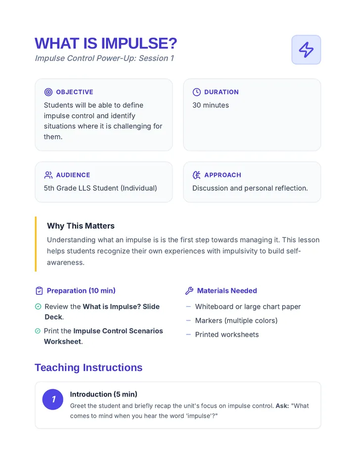 What is Impulse Lesson Plan