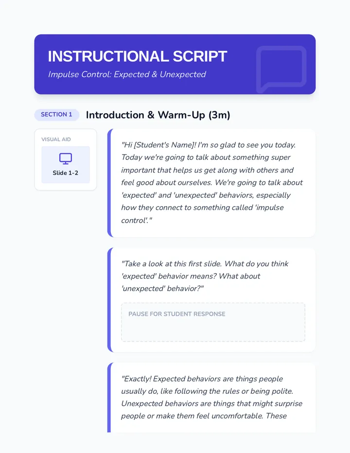 Teacher Script for Impulse Control