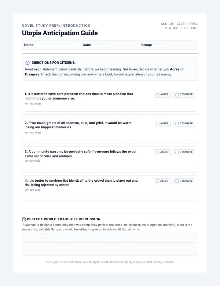 Utopia Anticipation Guide