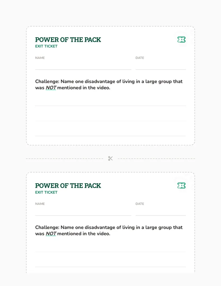 Power of the Pack Exit Ticket