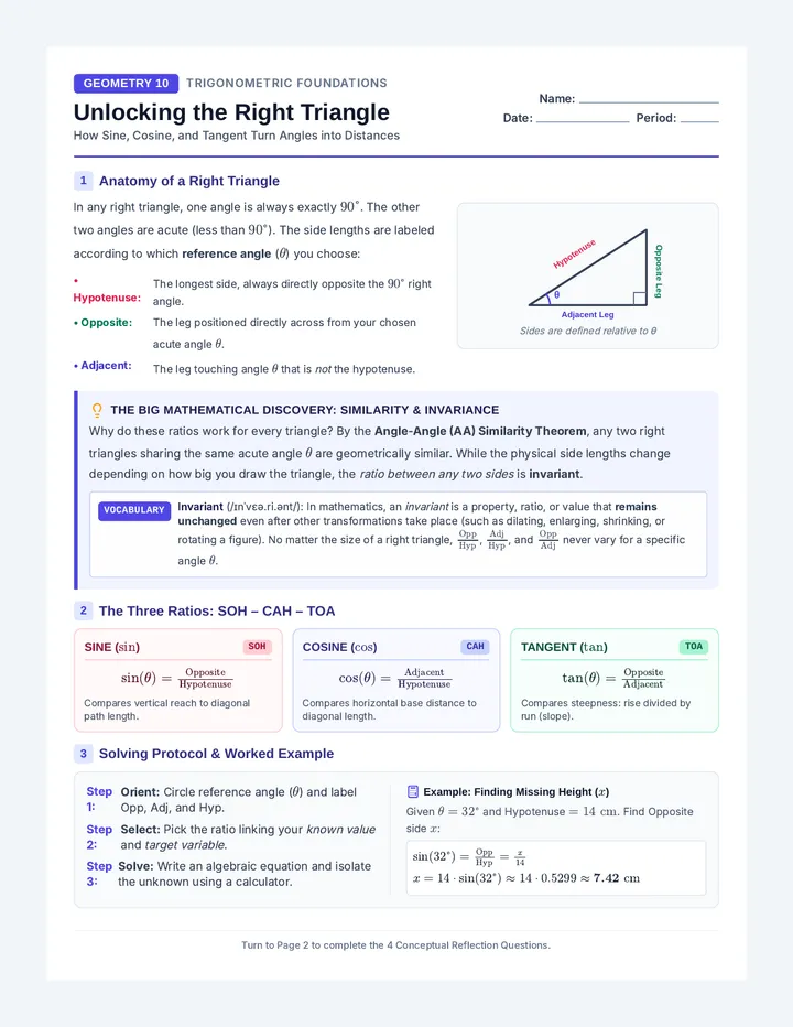 Trig Ratios Reading Guide