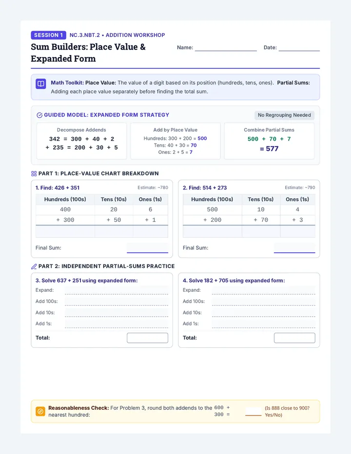 Sum Builders Worksheet Bundle