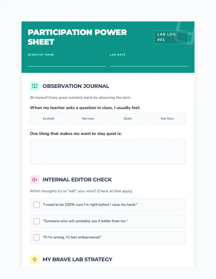 Participation Power Worksheet