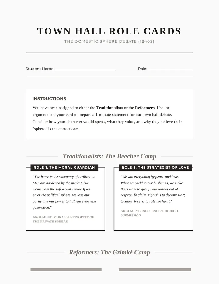 Town Hall Role Cards