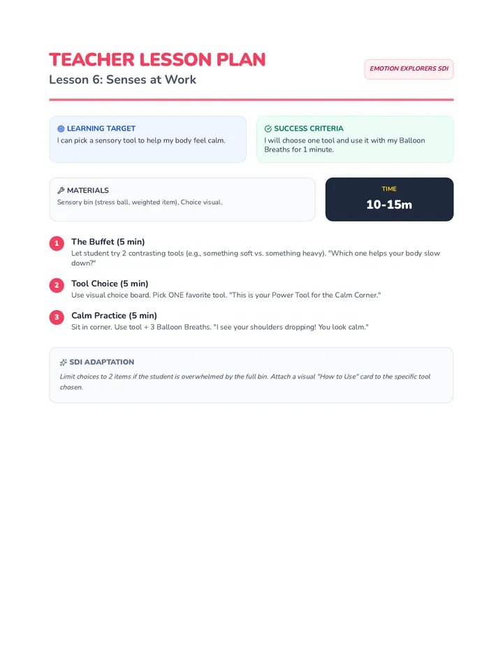 Senses at Work Teacher Plan