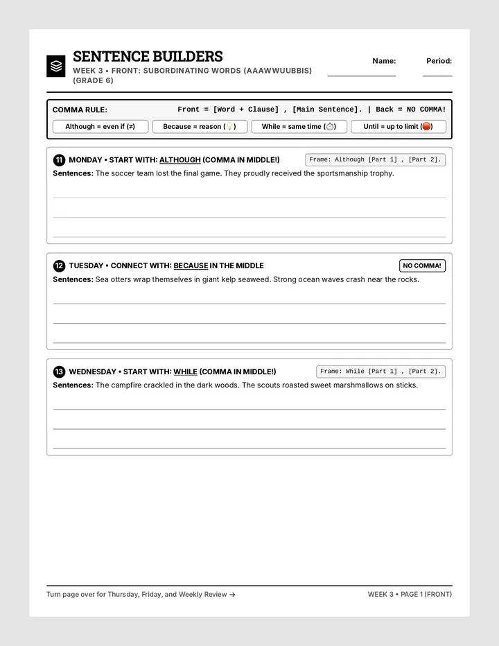 Complex Connections Student Log