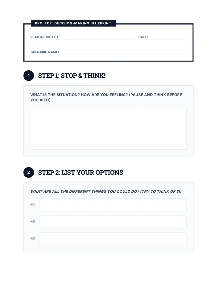 Decision Making Blueprint Worksheet