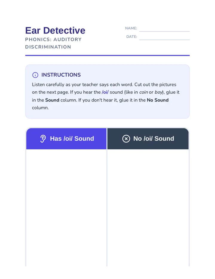 Ear Detective Worksheet
