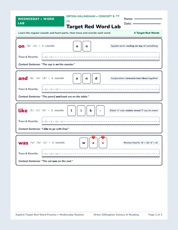 Wednesday Sentences Worksheet