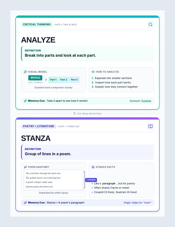 Power Words Display Cards