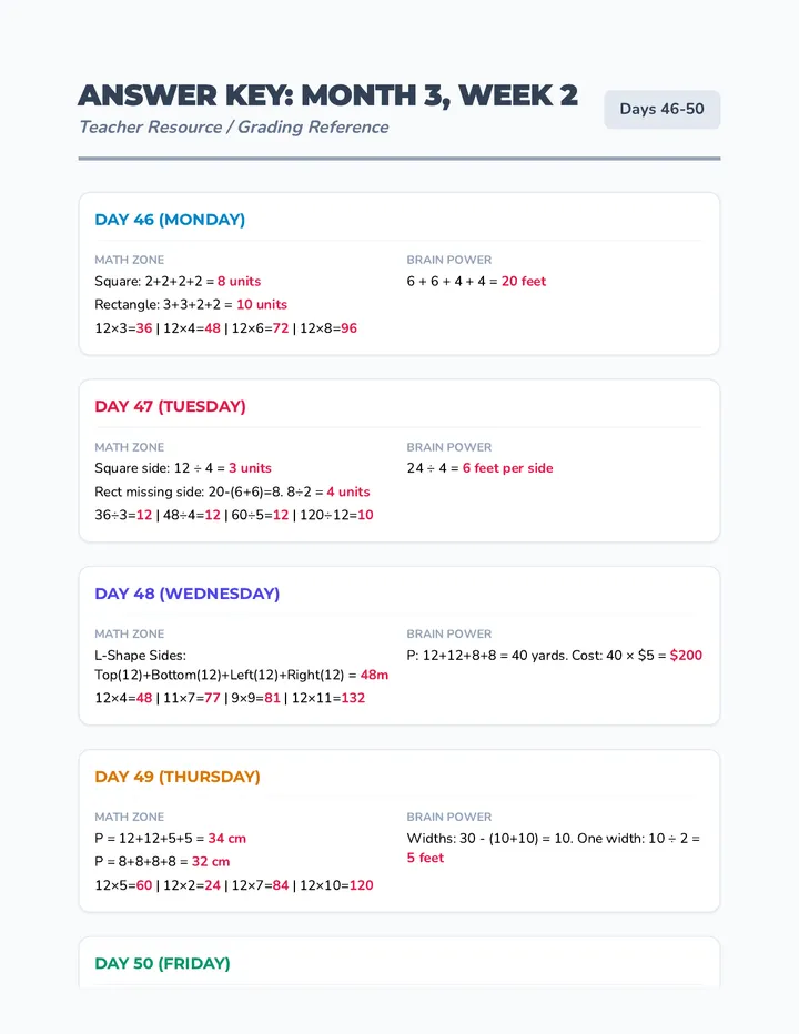 Month 3 Week 2 Answer Key Summary