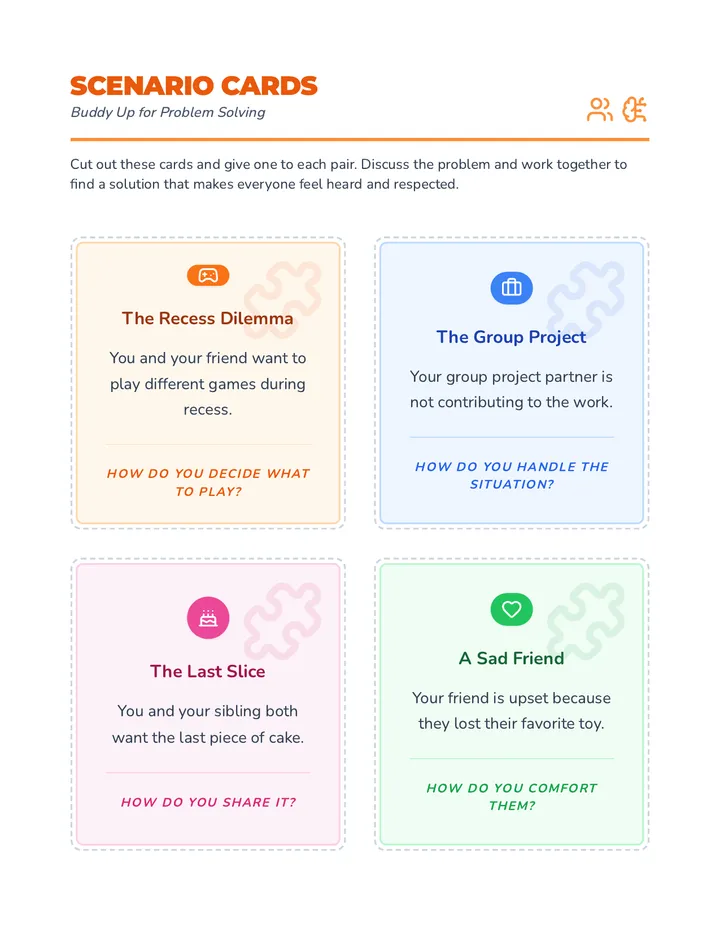 Scenario Cards Worksheet