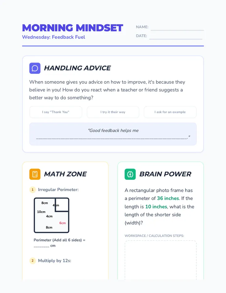 Wednesday Month 3 Week 3 Worksheet