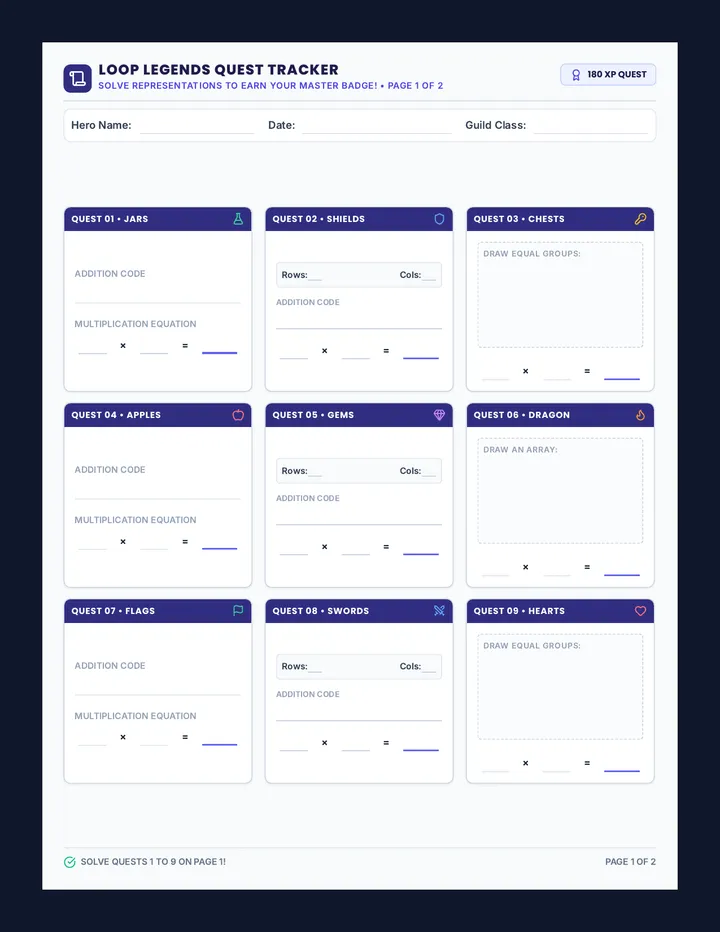 Loop Legends Quest Sheet