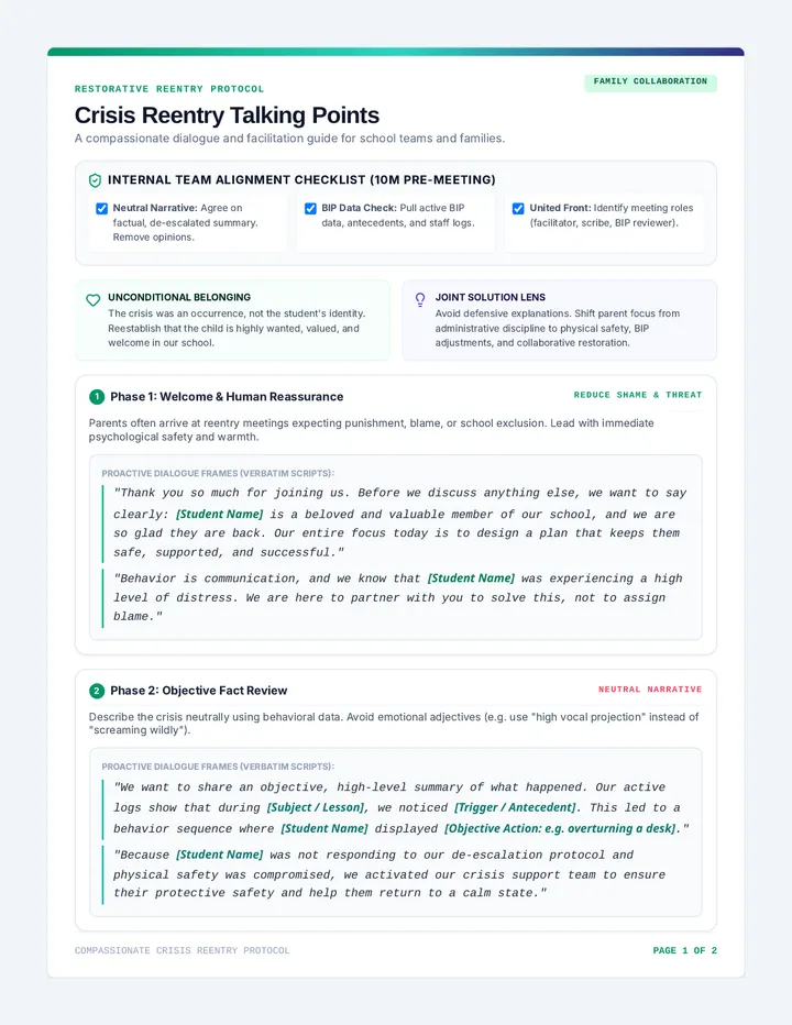 Crisis Reentry Talking Points