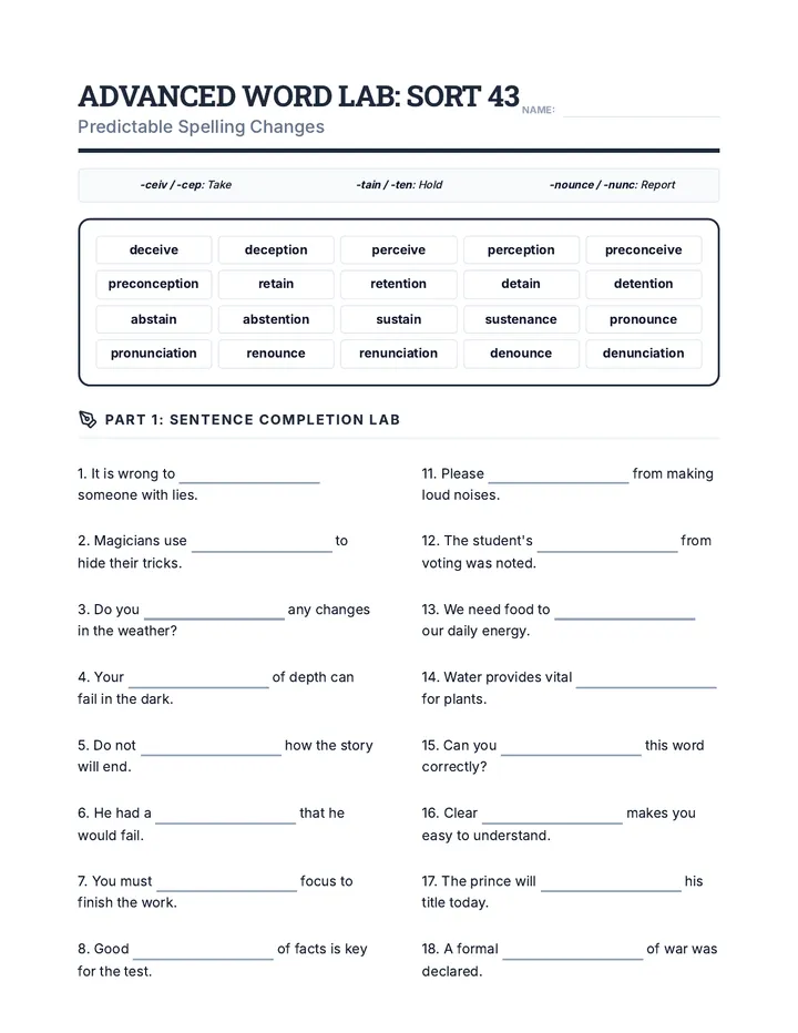 Spelling Shifts Worksheet